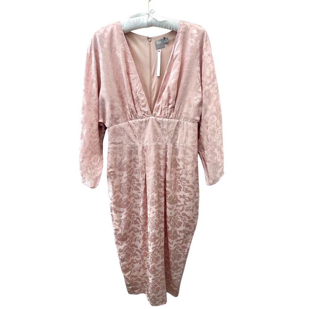 ASOS Dusty Pink Midi Dress with Subtle Jacquard